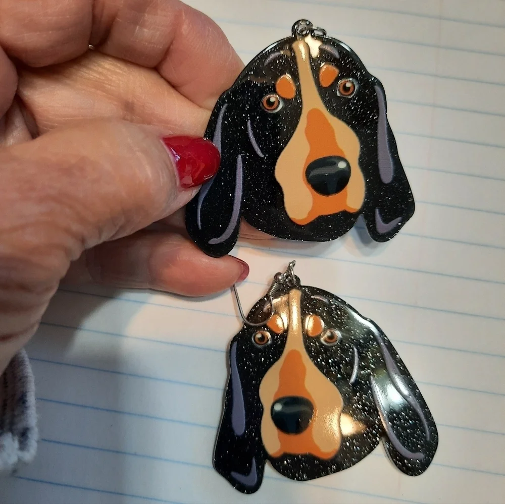 ❤️❤️💜💜 New Black and Orange Dog Earrings And Hoops Orange Plaids
